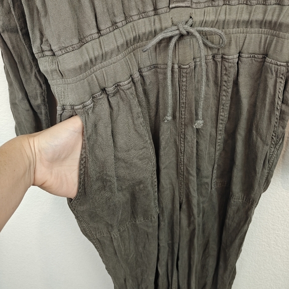 FAHERTY Arlie Day Button Up Linen Blend Jumpsuit In Surplus Green Size M - Picture 8 of 15